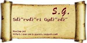 Sárvári Győző névjegykártya
